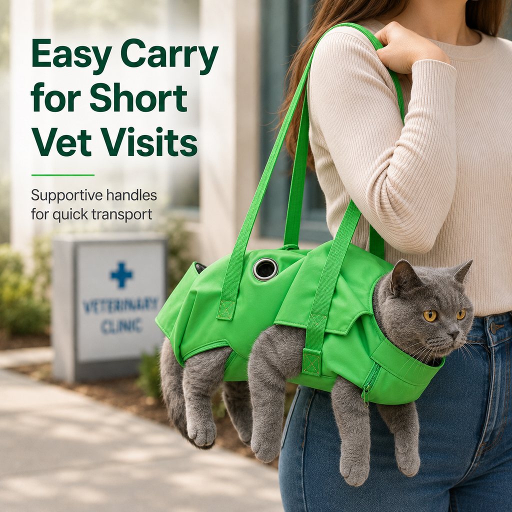 Multi-Use Cat Carrier & Grooming Bag - Easy Paw Access for Vet Visits & At-Home Care