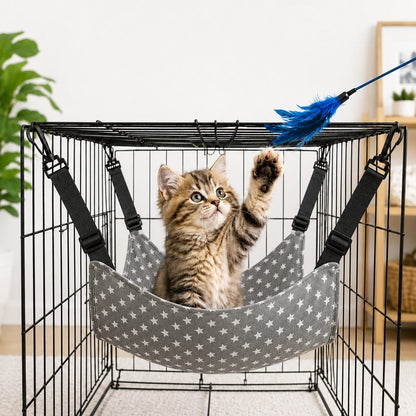 Reversible Cat Cage Hammock with Adjustable Straps - Space-Saving Hanging Bed for Wire Crates
