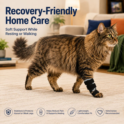 Cat Leg Support Brace for Recovery Care - Adjustable Front or Hind Leg Splint for Weak Legs