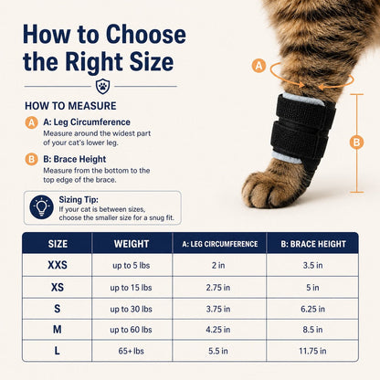 Cat Leg Support Brace for Recovery Care - Adjustable Front or Hind Leg Splint for Weak Legs