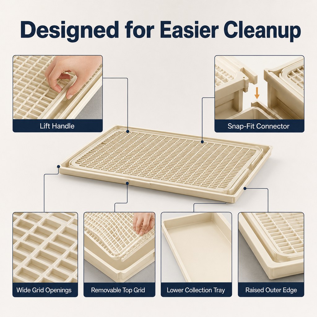 Modular Cat Litter Mat for Litter Box Exits - Double-Layer Litter Trap for Cleaner Floors