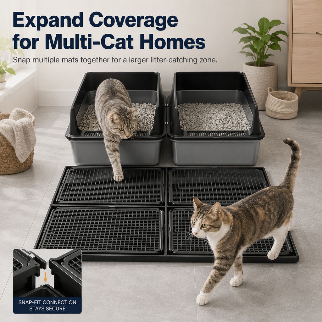 Modular Cat Litter Mat for Litter Box Exits - Double-Layer Litter Trap for Cleaner Floors