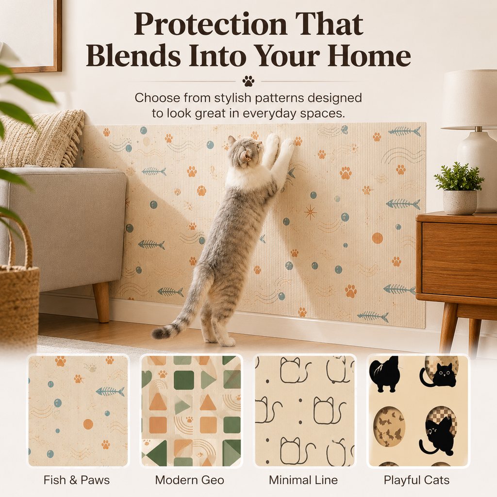 Self-Adhesive Cat Scratch Mat for Wall & Furniture Protection – Cuttable Cat Scratching Pad for Sofa, Door, Bedside & Home Surfaces