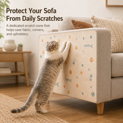 Self-Adhesive Cat Scratch Mat for Wall & Furniture Protection – Cuttable Cat Scratching Pad for Sofa, Door, Bedside & Home Surfaces