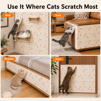 Self-Adhesive Cat Scratch Mat for Wall & Furniture Protection – Cuttable Cat Scratching Pad for Sofa, Door, Bedside & Home Surfaces