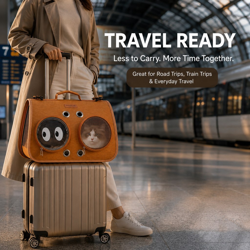 Breathable Cat Travel Carrier for Road Trips & Vet Visits - Structured Foldable Soft-Sided Pet Bag