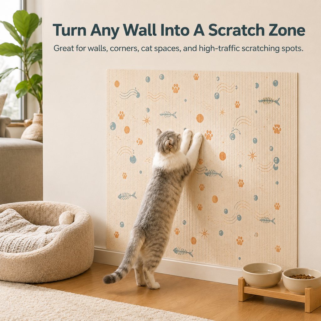 Self-Adhesive Cat Scratch Mat for Wall & Furniture Protection – Cuttable Cat Scratching Pad for Sofa, Door, Bedside & Home Surfaces