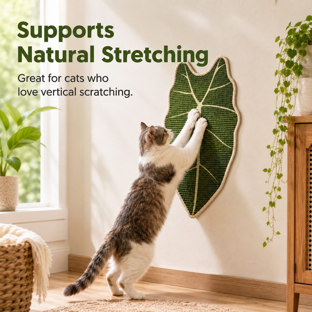 Botanical Stick-On Sisal Cat Scratcher Mat for Walls, Doors & Floors - Redirect Scratching Away From Furniture
