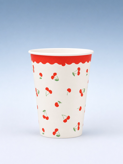 Cherry Pattern Paper Party Cups, 8 ct, 12 oz