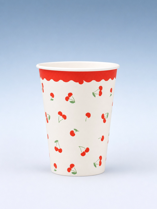 Cherry Pattern Paper Party Cups, 8 ct, 12 oz