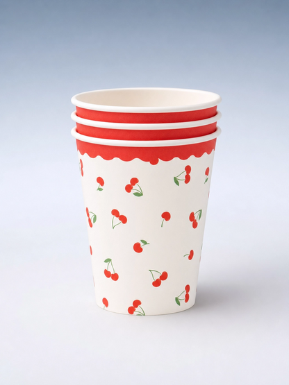 Cherry Pattern Paper Party Cups, 8 ct, 12 oz