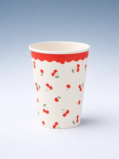 Cherry Pattern Paper Party Cups, 8 ct, 12 oz