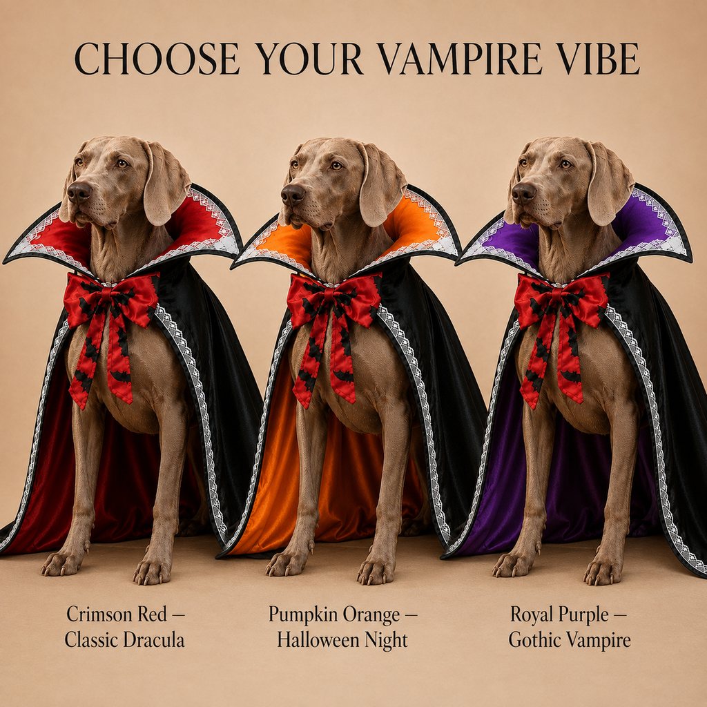 Halloween Vampire Dog Cape Costume – Dracula Cloak with Stand-Up Collar for Trick-or-Treating, Parties & Photos