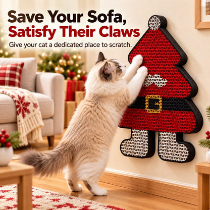Christmas Cat Scratcher for Indoor Cats – Wall-Mounted Board to Help Protect Furniture