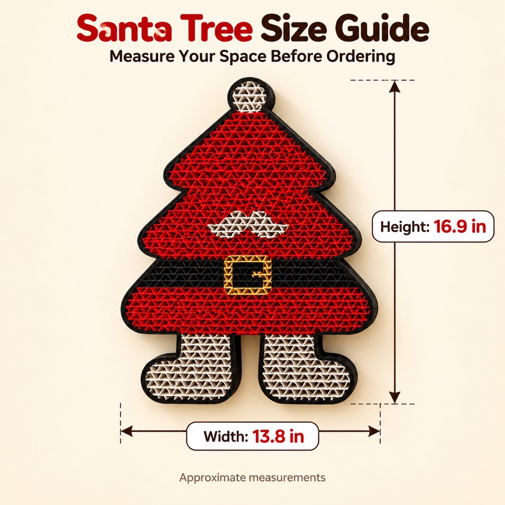 Christmas Cat Scratcher for Indoor Cats – Wall-Mounted Board to Help Protect Furniture