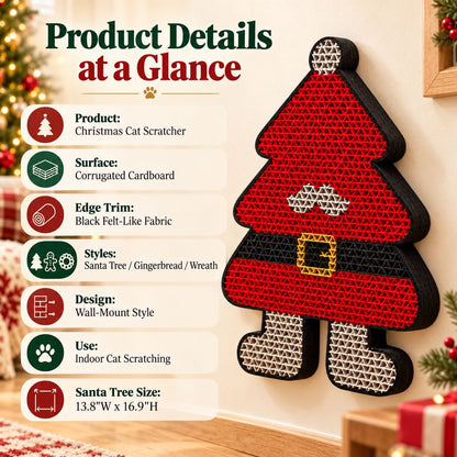 Christmas Cat Scratcher for Indoor Cats – Wall-Mounted Board to Help Protect Furniture