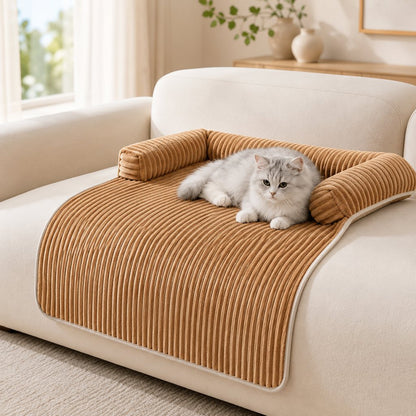 3-Sided Corduroy Pet Couch Cover for Dogs & Cats – Non-Slip Bolster Sofa Protector for Sofas & Chairs, Helps Keep Fur & Everyday Messes Off Furniture