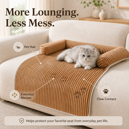 3-Sided Corduroy Pet Couch Cover for Dogs & Cats – Non-Slip Bolster Sofa Protector for Sofas & Chairs, Helps Keep Fur & Everyday Messes Off Furniture