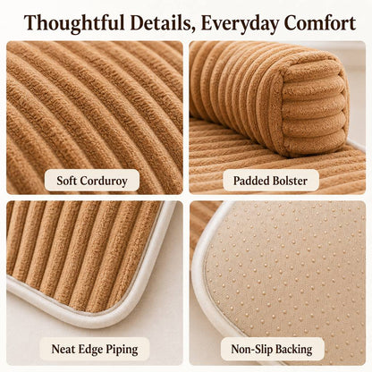 3-Sided Corduroy Pet Couch Cover for Dogs & Cats – Non-Slip Bolster Sofa Protector for Sofas & Chairs, Helps Keep Fur & Everyday Messes Off Furniture