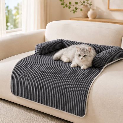 3-Sided Corduroy Pet Couch Cover for Dogs & Cats – Non-Slip Bolster Sofa Protector for Sofas & Chairs, Helps Keep Fur & Everyday Messes Off Furniture