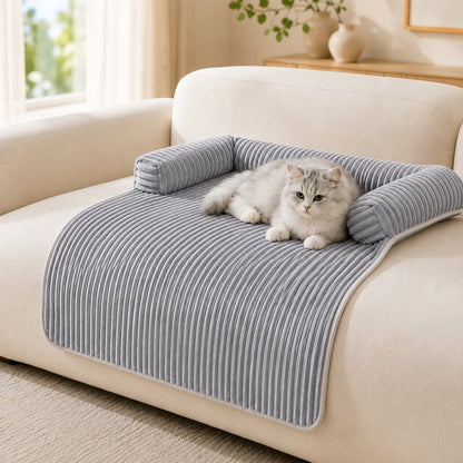 3-Sided Corduroy Pet Couch Cover for Dogs & Cats – Non-Slip Bolster Sofa Protector for Sofas & Chairs, Helps Keep Fur & Everyday Messes Off Furniture