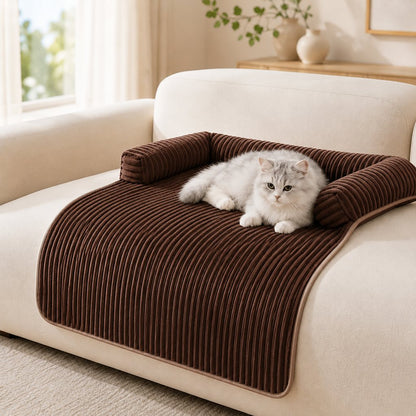 3-Sided Corduroy Pet Couch Cover for Dogs & Cats – Non-Slip Bolster Sofa Protector for Sofas & Chairs, Helps Keep Fur & Everyday Messes Off Furniture