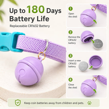 Smart Pet Tracker Bell Collar for Cats & Small Dogs - Find Hiding Pets Faster at Home, in the Yard & on Daily Walks