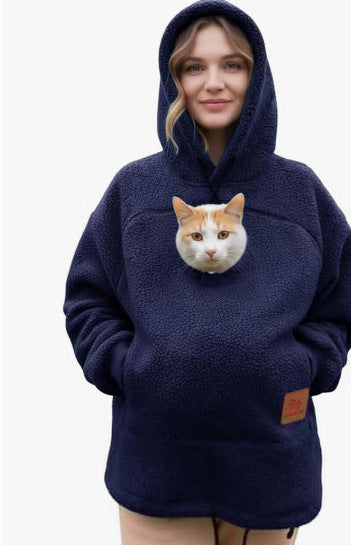 Pet Carrier Hoodie with Front Pouch - Cat & Small Dog Carrier Sweatshirt for Women & Men, Hands-Free Cuddle Hoodie, S-3XL
