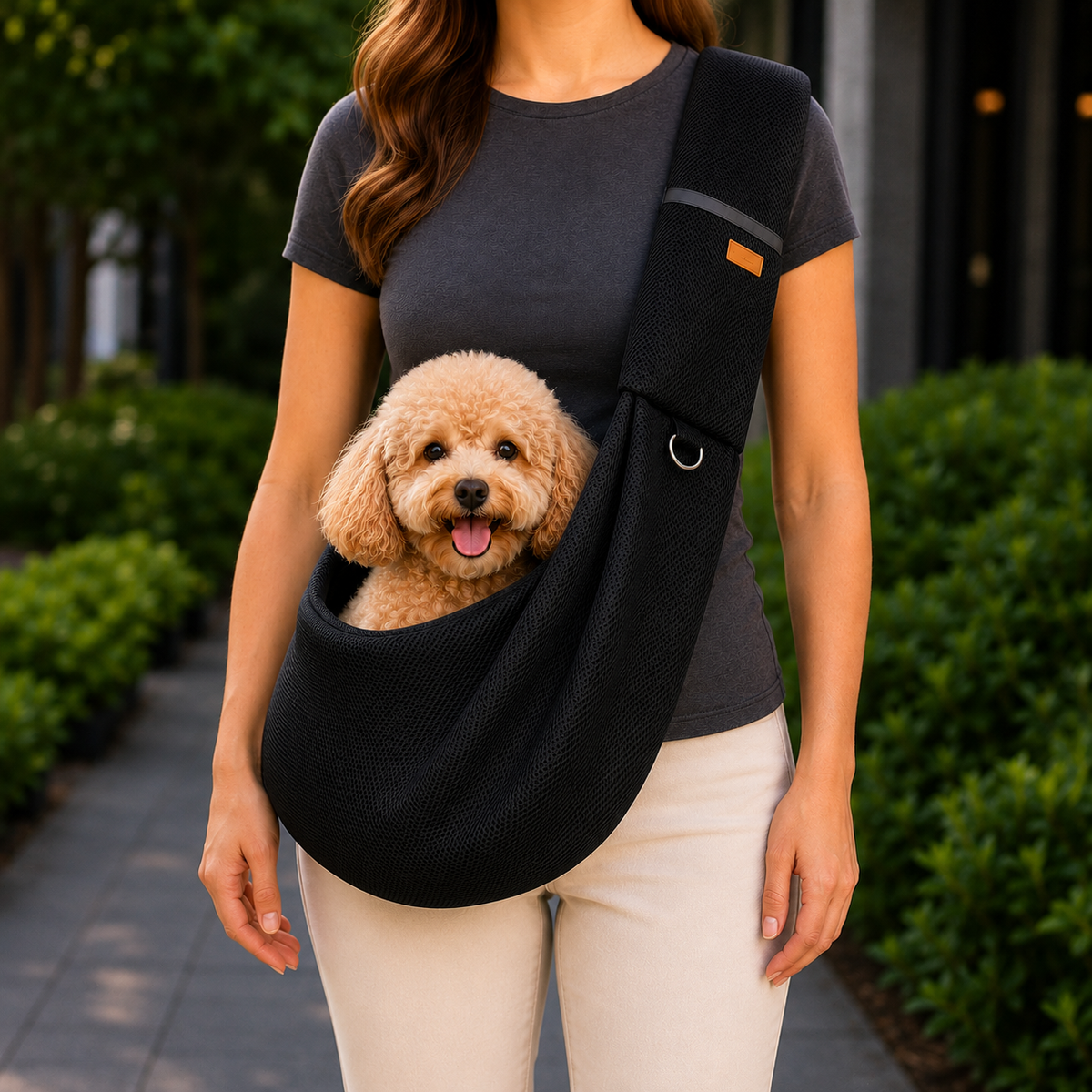 Crossbody Pet Sling Carrier for Small Dogs & Cats - Breathable Hands-Free Travel Bag for Walks, Errands & Vet Visits