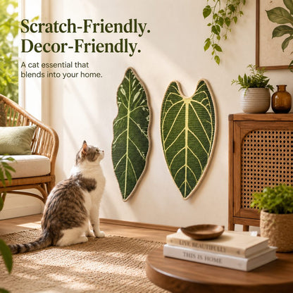 Botanical Stick-On Sisal Cat Scratcher Mat for Walls, Doors & Floors - Redirect Scratching Away From Furniture