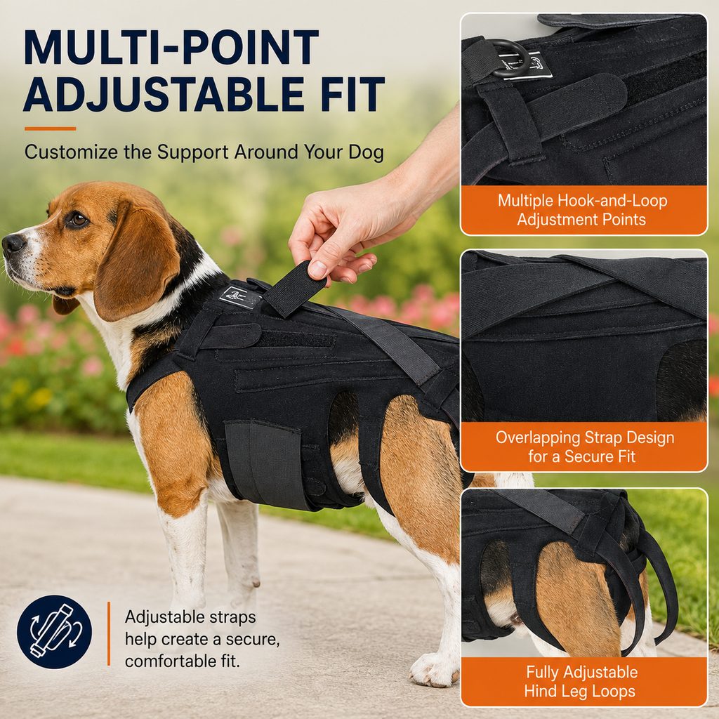 Dog Back Support Brace for Senior & Recovering Dogs - Full-Body Mobility Vest for Walking Stability