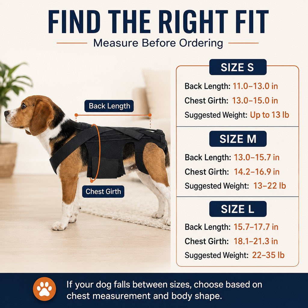 Dog Back Support Brace for Senior & Recovering Dogs - Full-Body Mobility Vest for Walking Stability