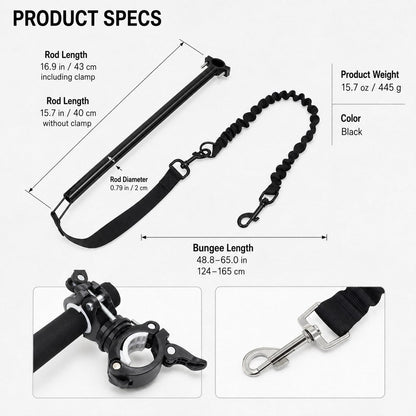 Hands-Free Dog Bike Leash with Shock-Absorbing Bungee – Bike-Mounted Side Arm for Controlled Side-by-Side Runs