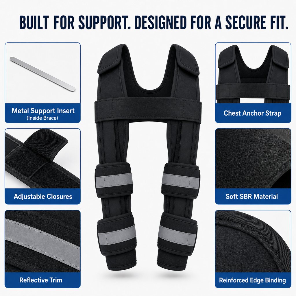 Dog Double Front Leg Support Brace for Unsteady Walking - Chest Harness with Internal Metal Support Inserts