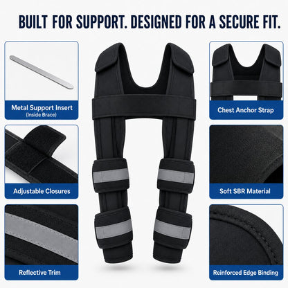 Dog Double Front Leg Support Brace for Unsteady Walking - Chest Harness with Internal Metal Support Inserts
