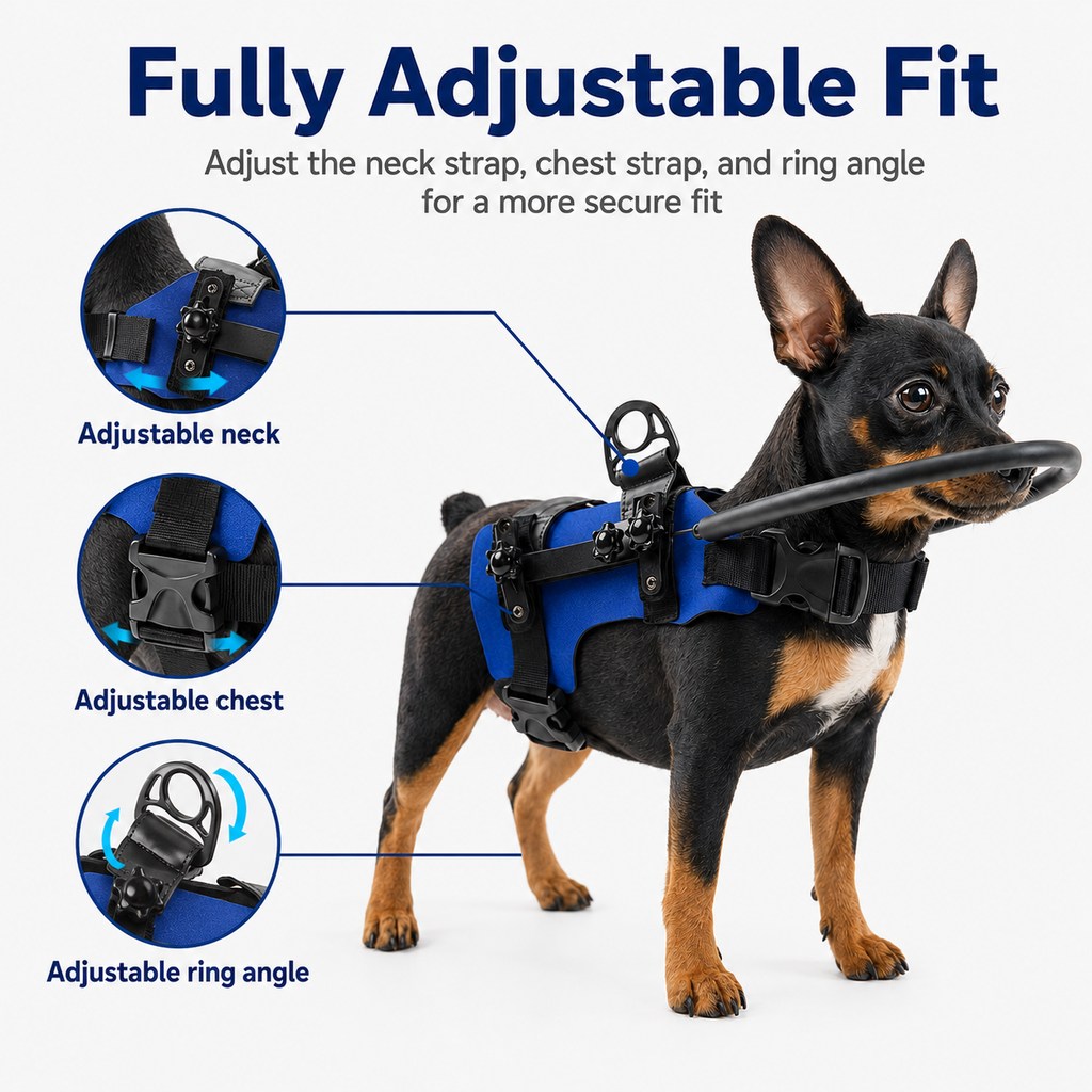 Adjustable Dog Bumper Ring Harness for Safer Home Walking - Helps Blind & Senior Dogs Avoid Wall & Furniture Bumps