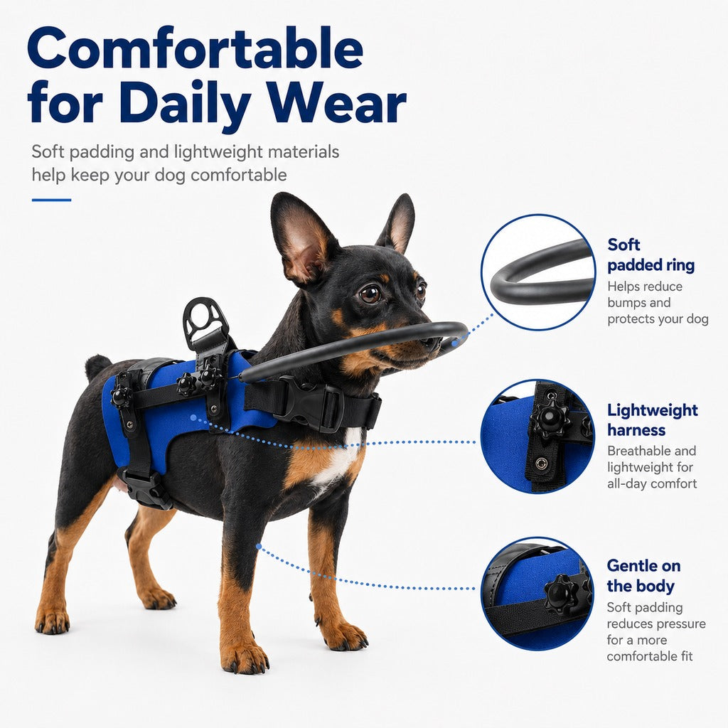 Adjustable Dog Bumper Ring Harness for Safer Home Walking - Helps Blind & Senior Dogs Avoid Wall & Furniture Bumps