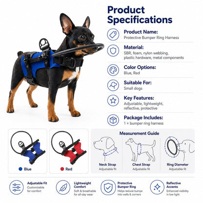 Adjustable Dog Bumper Ring Harness for Safer Home Walking - Helps Blind & Senior Dogs Avoid Wall & Furniture Bumps