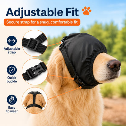 Dog Calming Mask for Car Rides, Grooming & Vet Visits - Adjustable Visual Comfort Hood