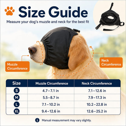 Dog Calming Mask for Car Rides, Grooming & Vet Visits - Adjustable Visual Comfort Hood