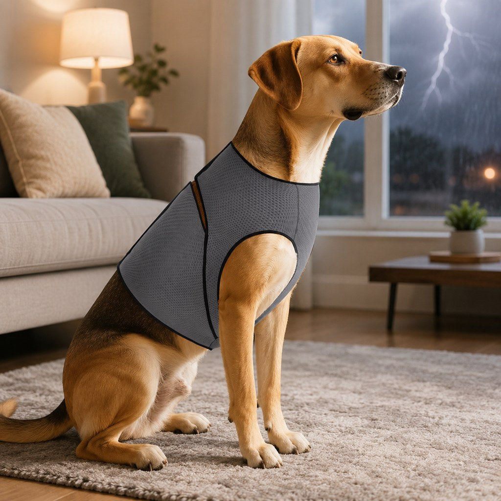 Dog Calming Wrap Vest for Thunderstorms, Fireworks & Travel - Breathable Adjustable Comfort Shirt for Stressful Moments