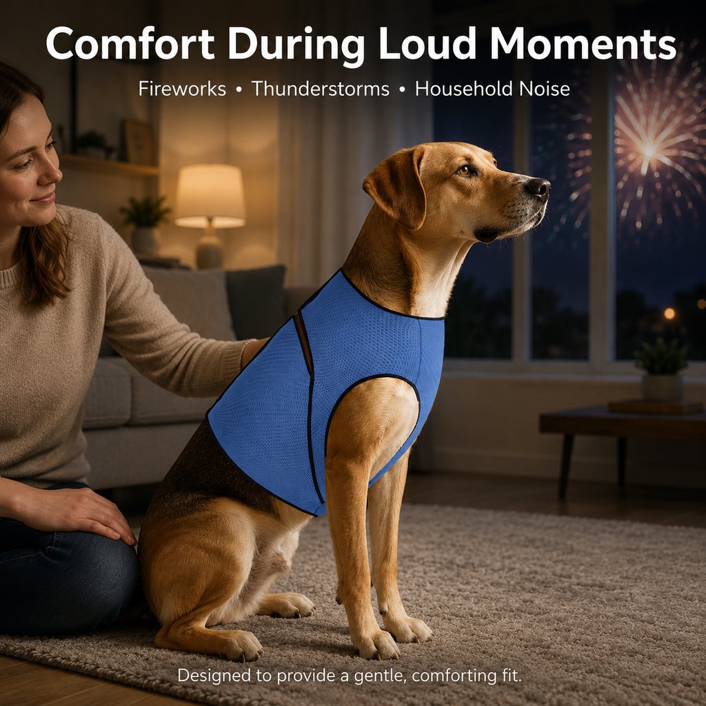 Dog Calming Wrap Vest for Thunderstorms, Fireworks & Travel - Breathable Adjustable Comfort Shirt for Stressful Moments