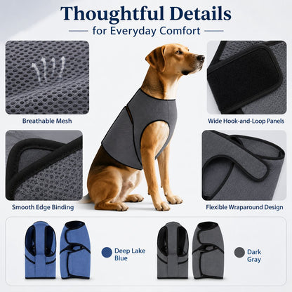 Dog Calming Wrap Vest for Thunderstorms, Fireworks & Travel - Breathable Adjustable Comfort Shirt for Stressful Moments