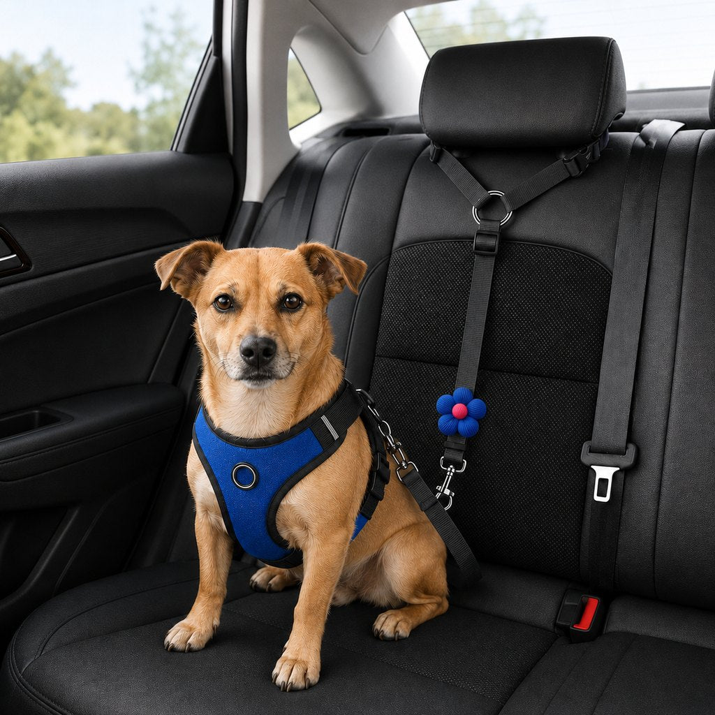 Adjustable Dog Car Seat Belt for Back Seat Travel - Helps Keep Pets Secure & Reduce Driver Distraction