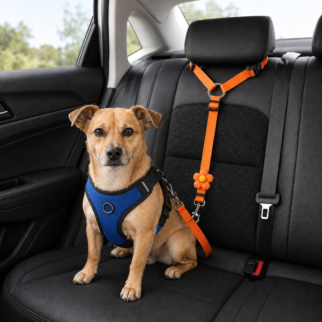 Adjustable Dog Car Seat Belt for Back Seat Travel - Helps Keep Pets Secure & Reduce Driver Distraction