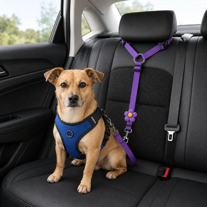 Adjustable Dog Car Seat Belt for Back Seat Travel - Helps Keep Pets Secure & Reduce Driver Distraction