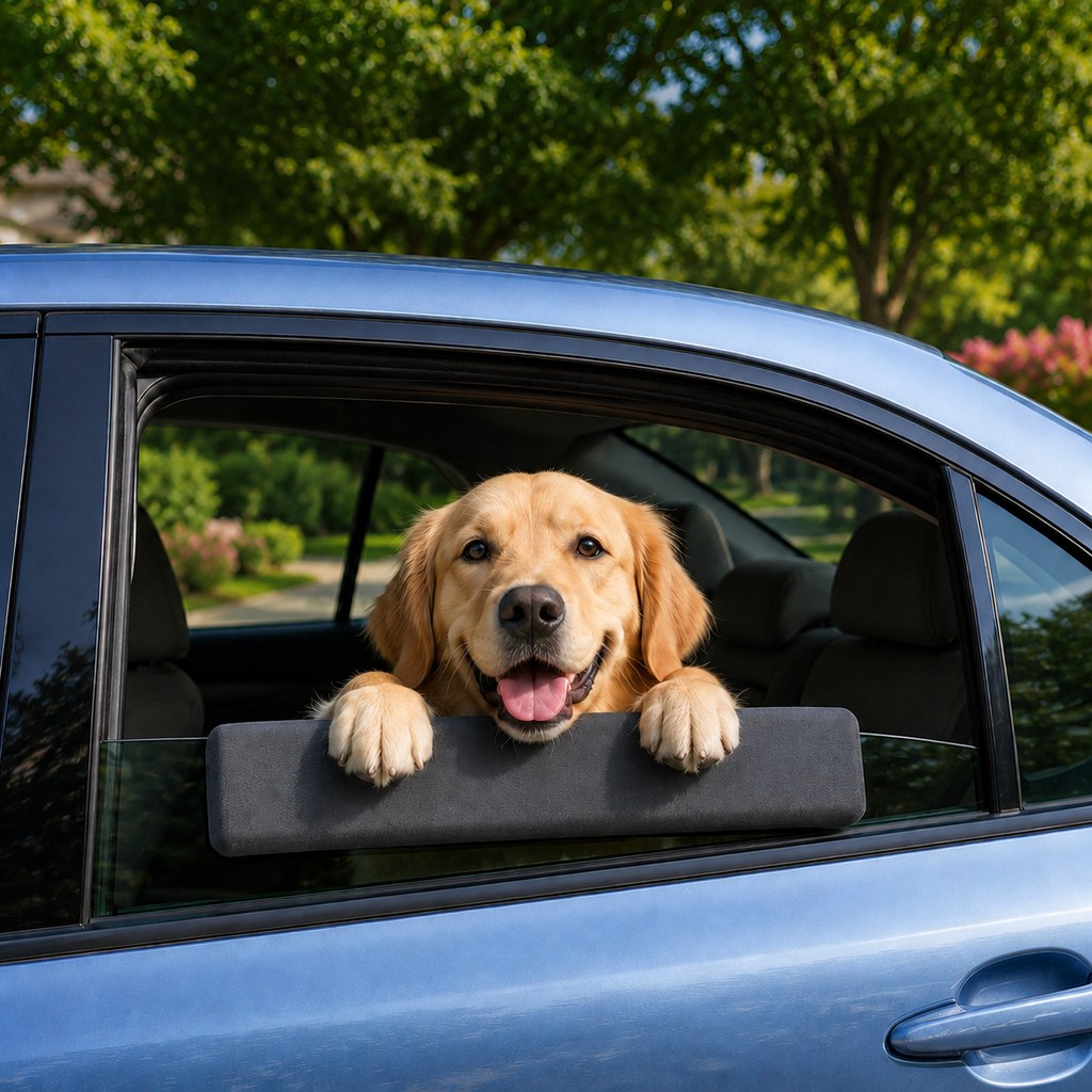 Dog Car Window Chin Rest Cushion for Road Trips - Soft Window Edge Support for Dogs, Helps Protect Paws & Car Door Trim