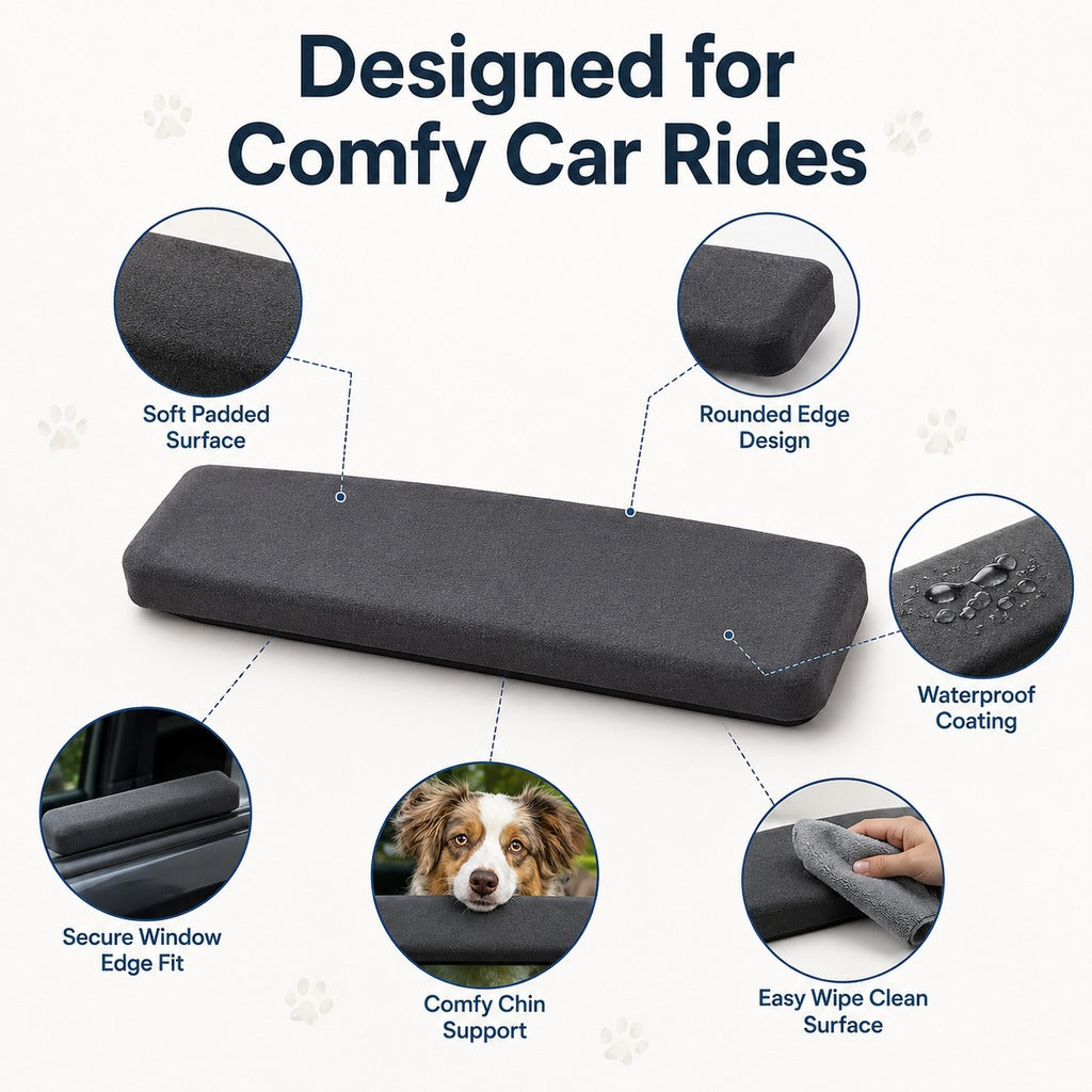Dog Car Window Chin Rest Cushion - Soft Door-Edge Pillow for Road Trips & Daily Rides