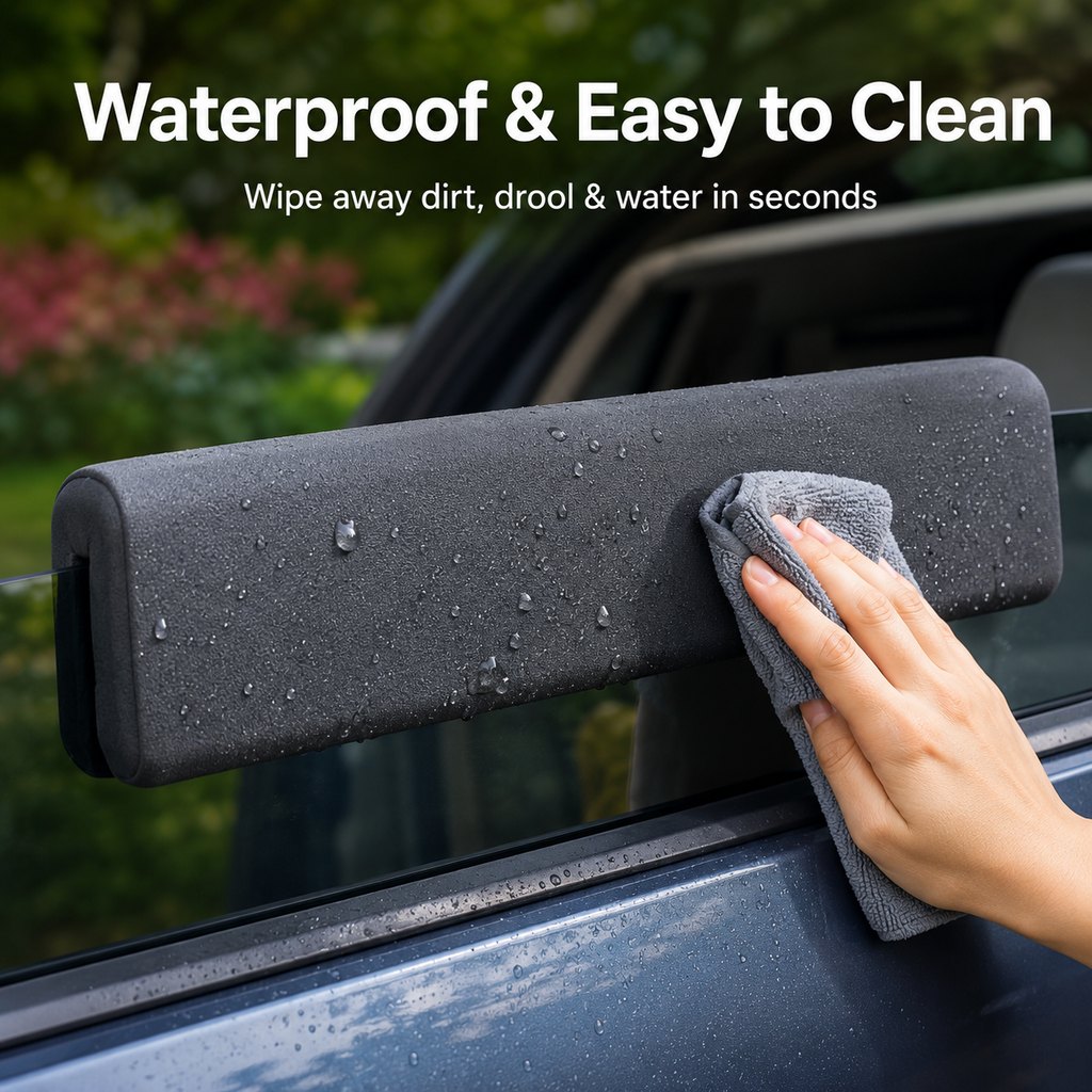 Dog Car Window Chin Rest Cushion for Road Trips - Soft Window Edge Support for Dogs, Helps Protect Paws & Car Door Trim