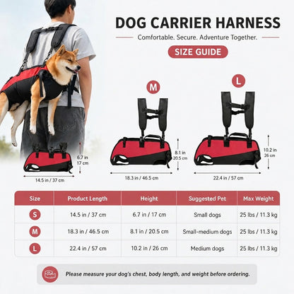 Hands-Free Dog Carrier Harness Backpack for Walks, Hiking & Travel — Carry Tired Small & Medium Dogs Comfortably